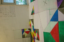 Acrylic and pencil on wall, 2002