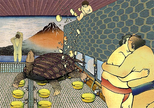 Japanese Bathhouse-Gents, 2000, video installation