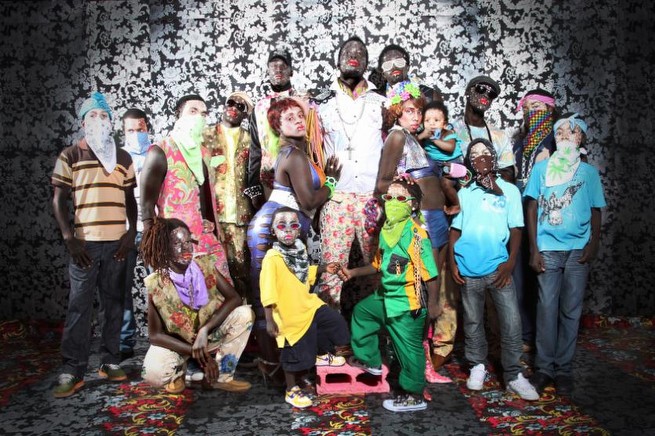 Entourage- From the Fambily Series, Digital Print on Flag, 8ft x 10ft , 2010<br class=