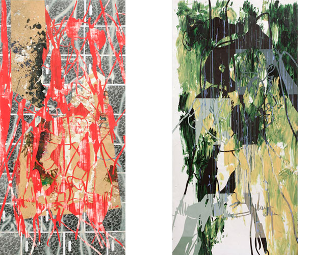 Arturo Herrera, (from left) # 44 DB3, 2006 , # 45 DF3, 2006<br class=