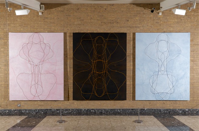 Marek Tobolewski<br/>2LC TripSymM+R  RYB 2010 - Oil on Linen - 225 x 520 cm <br/>Djanogoly Recital Hall - Nottingham University UK - Commission <br/>