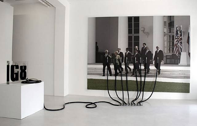 Andrei Molodkin, G 8, 2007, acrylic sculpture filled with crude oil<br/>Installation View, Galerie Kashya Hildebrand, Zurich, 2007<br/>Image � Andrei Molodkin, courtesy Galerie Kashya Hildebrand,  Zurich<br/>