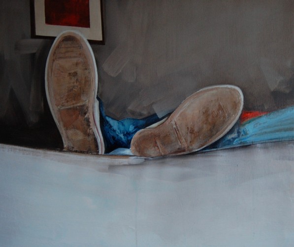 Helter Skelter, 2013, 90 x 74cm, Acrylic and oil on canvas<br/>