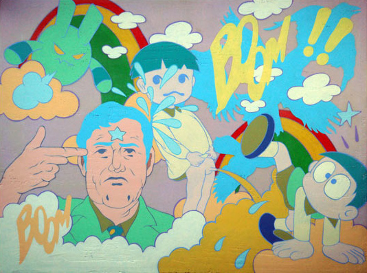 Tim Evans<br/>Boom Boom!!, 2007<br/>Acrylic and beeswax on canvas, 12 x 16 in<br/>