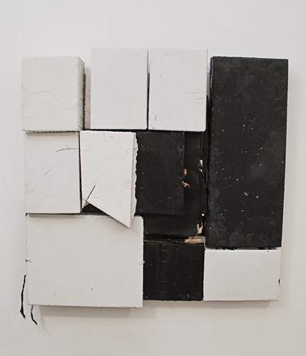 White + Black, 2013<br/>32 x 31� x 5� inches<br/>Encaustic/Mixed Media<br/>